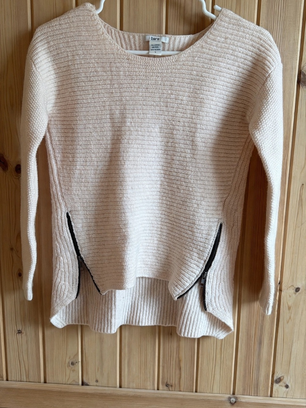 BarIII Cream Knit Zip-Detail Women's Sweater